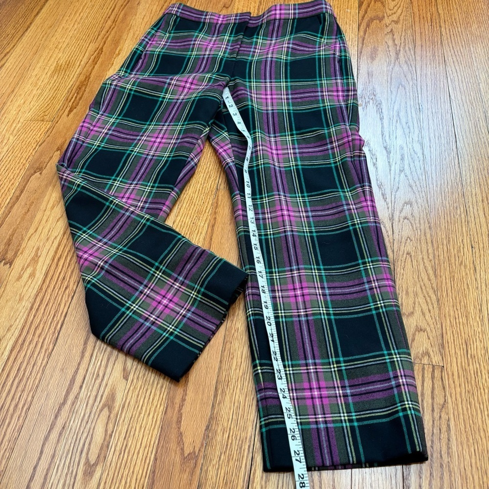 J. Crew Kate Stewart Tartan Pink Green Wool Blend Straight Preppy Academia Pants - Picture 11 of 16